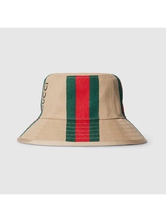 NWT Gucci Logo printed cotton canvas bucket hat Sz M main image 6